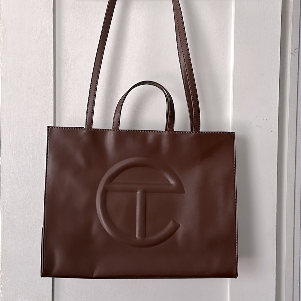 Telfar Shopping Tote (Large, Chocolate, Vegan Leather)